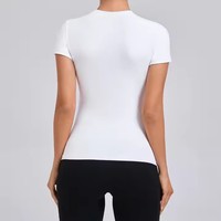 Conjunto de Yoga de 2 Piezas para Mujer, Camiseta Deportiva de Manga Corta, Leggings de Cintura Media, Traje Deportivo Corto para Correr, Ropa Deportiva 100% Poliéster