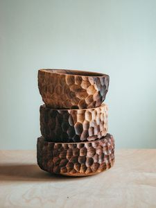 Ensemble de bols en bois de manguier Meubles de rangement et d'entrée modernes Bols en bois fabriqués à la main pour la décoration intérieure, le rangement et la cuisine - Product Image 3