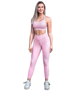 Tenue de yoga flexible grande taille pour femmes ensemble deux pièces sans couture côtelé taille haute Leggings soutien-gorge de sport à séchage rapide extensible dans les quatre sens - Product Image 2