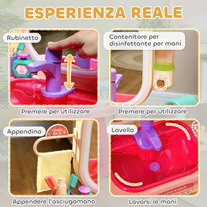 AIYAPLAY Coiffeuse pour Filles 3-6 Ans avec Miroir Acrylique et Robinet, PP et GPPS, 55x29x71 cm, Rose - Product Image 5