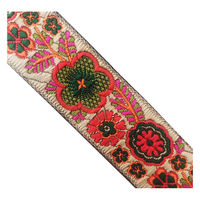 Cinta de tela para costura artesanal de 1,10 pulgadas, cinta de tela decorativa tejida Jacquard con patrón de flores para bricolaje