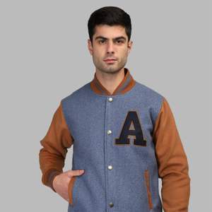 แจ็กเก็ตเบสบอลสำหรับผู้ชายเสื้อแจ็กเก็ตกันหนาวแบบลำลองปกตั้งมีหลายสี - Product Image 2