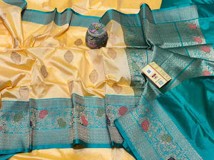 ผ้าไหมบาเนราซีแท้ ผ้าซารีแบบดั้งเดิม ลายปักดิ้นทอง ขอบผ้าทอมืออย่างดี สำหรับงานแต่งงาน งานเลี้ยง งานเทศกาล สง่างาม ป้องกันแสงแดดสำหรับผู้หญิง - Product Image 6