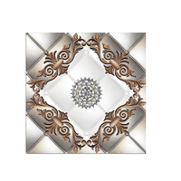 Carrelage mural et de sol en puzzle, effet tapis, décoratif, en porcelaine polie brillante, luxe, noir doré, motif traditionnel, or, pour la chambre
