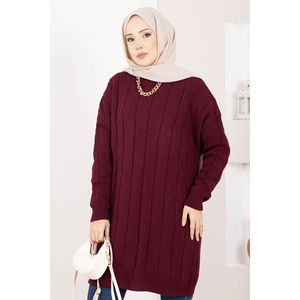 เสื้อคลุมไหมพรมลายบาคลาวาสไตล์ลำลองสำหรับฤดูใบไม้ร่วง สีเบอร์กันดี - Product Image 2