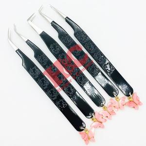 Top Trend Charm Pinzas Encanto Extensión de pestañas Pinzas Acero inoxidable Mariposa Charm Lash Pinzas Logotipo sostenible visón - Product Image 5