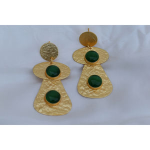 Trending Beautiful fashion handmade golden matte finishing stone <b>hoop</b> stud earing <b>for</b> girls and women - Product Image 3