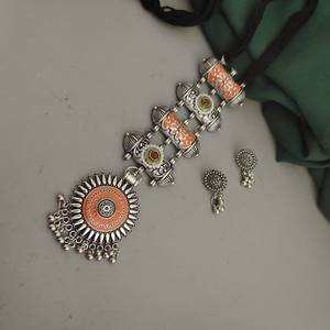 Conjunto de collar y pendientes de corbata Meenakari oxidado más vendido, joyería india de alta calidad directa del proveedor - Product Image 2