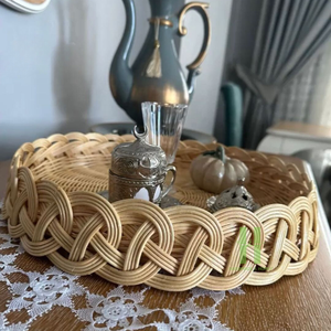 Nuevo diseño ecológico contenedor de comida de ratán estilo bohemio tejido a mano forma rectangular multifunción Decoración de mesa única OEM - Product Image 6