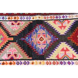 Tapis vintage, petit tapis turc 2,4x4,8 pieds, tapis oriental en laine rouge et bleu - Product Image 5