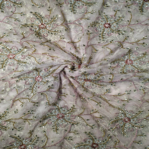 Super Classic Fashion Nigerian <b>Net</b> Lace <b>Fabric</b> With Exclusive Border Pattern Work & Intricate Stone Beads Work For Party Wear - Product Image 3