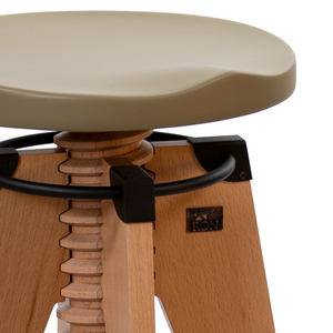 Silla de Trabajo Ron Burgu Roller Color Caqui Oscuro, Asiento de Madera Ajustable en Altura, Patas de Metal, Opciones de Color - Product Image 3