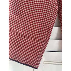 Pantalones de Lino Tejidos a Mano DVE DITYAA, Diseño a Cuadros Carmesí, Transpirables, de Cintura Alta/Media, Pierna Ancha, Estilo Capri/Lápiz, para Primavera - Product Image 3