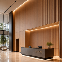 Panneau mural rainuré en WPC de qualité commerciale, isolation acoustique haute densité, revêtement mural pour hôtel, bureau