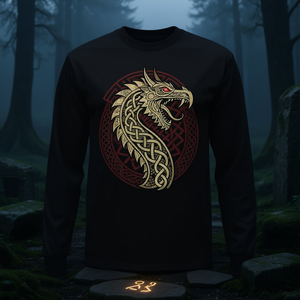 Maglietta a maniche lunghe Jrmungandr con serpente drago della mitologia celtica norrena - Product Image 3