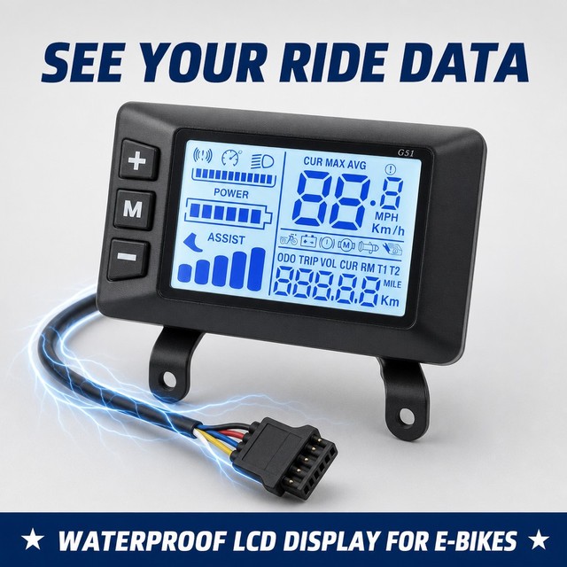 Waterproof IP65 E-Bike LCD Display Bicycle Computer Speed Battery Monitor Screen 5-Pin Model G51 OEM