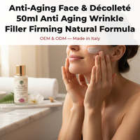 Soin Anti-Âge et Raffermissant 50ml à la Formule Naturelle pour le Visage et le Décolleté, Étiquette Privée OEM, Produit de Soin du Cou à la Moringa Rouge d'Italie