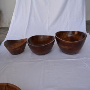 top selling 100% wooden Eco-Friendly Wooden 3 <b>Bowls</b> <b>set</b> High Quality Disposable and Serving <b>Bowls</b> for Hotels and Restaurants - Product Image 1