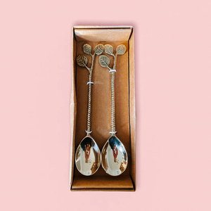Wholesale Handcrafted Brass Dessert Flatware Leaf Spoons Set of 2/4 Perfect for Ramadan Gifting & Festive Dining Hot Seller - Product Image 3