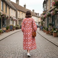 Robe mi-longue pour femmes à motifs floraux d'été, robe en coton imprimé à la main indienne, tenue pour maman, cadeaux pour elle, festival, mariage