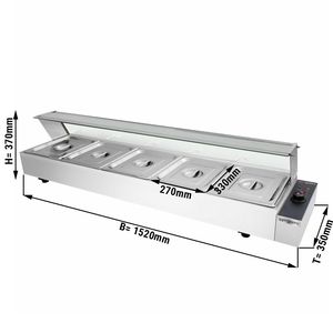 Baño María de Sobremesa - 5x GN 1/2 - 1,8 kW - con Protector de Cristal - Product Image 2