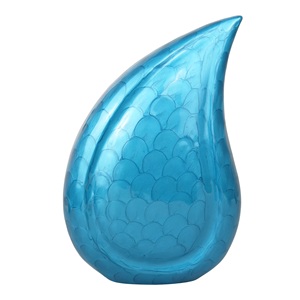 โกศสำหรับงานศพผู้ใหญ่ทำจากอลูมิเนียมสีฟ้าใส - Product Image 1