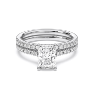 2.55 Ct Radiant & Cut Lab Grown Diamond Engagement <b>Ring</b> with 925 Sterling Silver <b>Band</b> F-G/VS (Center 2.00 Ct) - Product Image 1