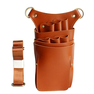 Estuches de cuero originales más vendidos para salón de peluquería de cuero genuino 1 tijera bolsa de seguridad cierre a presión logotipo personalizado - Product Image 1