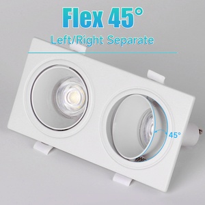 Nuevo Diseño de Foco <span class=keywords><strong>Empotrable</strong></span> de Techo con Ángulo Ajustable, Carcasa <span class=keywords><strong>Rectangular</strong></span> Doble para Foco Empotrado, Luz <span class=keywords><strong>LED</strong></span> Regulable para Interiores - Product Image 5