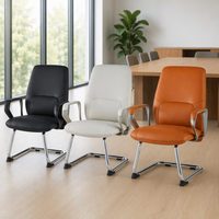 Chaise d'invité cantilever à accoudoirs en C 502, en cuir PU, base chromée, dossier haut, pour réunion et conférence, noir, blanc, orange