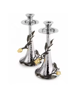 Candelabro o votivo moderno, candelabro de flores con acabado antiguo dorado, candelabro decorativo para decoración de iluminación de mesa - Product Image 5