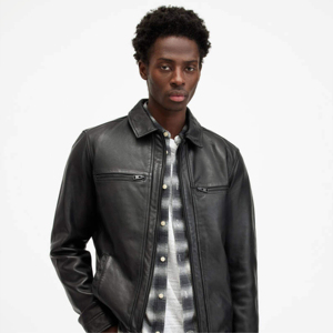 <b>Long</b> Sleeve High Quality Zipper Front Logo Windproof <b>Men's</b> Leather <b>Jacket</b> Casual Wear Best Selling Lightweight OEM Service - Product Image 5