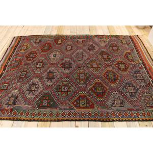 Tapis turc vintage 6x8,8 pieds, grand tapis, tapis camouflage rouge - Product Image 2