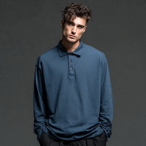 Camisa de Manga Larga Extra Grande con Hombros Caídos para Hombre, Cuello Camisero, Sólida, Transpirable y Antiarrugas - Product Image 1