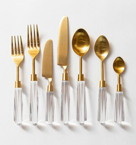 Great Quality Metal Cutlery Set with Clear Acrylic <strong>Handle</strong> Gold Finished for Hotels &amp; Restaurant Food Eating <strong>Flatware</strong> Sets - Product Image 4