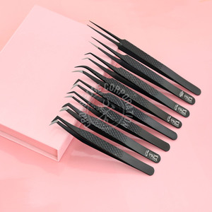 Pinzas para Extensión de Pestañas con Punta de Fibra Curvada, Clásicas, Sostenibles, de Marca Privada, Probadas a Mano para el Estilismo de Pestañas - Product Image 1