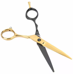 กรรไกรตัดผมสแตนเลสสีดำทองสีทองสำหรับผู้ชายผู้หญิง - Product Image 5