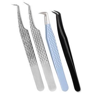 Pinzas de extensión de pestañas de oro blanco con volumen de aislamiento Manual populares al por mayor para uso médico hospitalario personalizable privado - Product Image 1