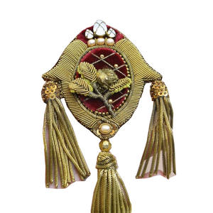 Parches Bordados a Mano con Cuentas Doradas de Cobre, Alambre de Dabka, Broches Personalizados de Alta Calidad, Servicio OEM, Marca UB, 20 Pares - Product Image 2