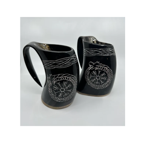 แก้วมักรูปเขาควายแกะสลักด้วยมือดีไซน์ใหม่ออกแบบเองได้แก้วมักรูปเขาควาย - Product Image 1