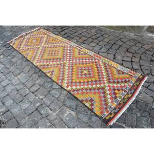 Vintage 29 'X 86' tapis ethnique turc rouge jaune Patchwork Design laine matériel Latex grande surface Rectangle pour chevet 10mm - Product Image 2