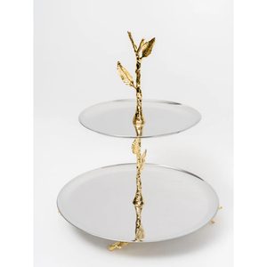 Soporte de pastel dorado Vintage, exhibición de postres de Metal de 2 niveles, decoración del hogar, pieza central, plato para servir para cualquier ocasión - Product Image 6
