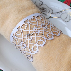 Rond de serviette en métal Design de luxe enduit d'orange de haute qualité pour les accessoires de table de mariage et de décoration de la maison - Product Image 4