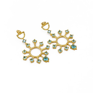 Exclusive Boho Fashionable Gold Plated Brass <b>Stud</b> Earring Handmade Women's Gemstone Jewelry for Trendy Anniversary Occasions - Product Image 4