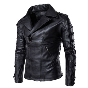 Chaqueta de cuero informal para hombre al por mayor con estilo de calle, nuevo diseño de moto, chaqueta lateral con cinturón de fabricante - Product Image 1