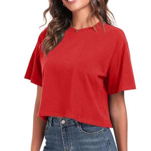 Camiseta Corta de Verano 2025, Ecológica, Transpirable, a la Moda, al por Mayor, de Algodón Sólido, Estilo Hip Hop, para Mujeres Adultas - Product Image 3