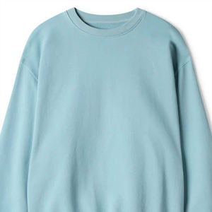 Unisex Light Blue Cotton Blended Fleece Sweatshirt Custom Oversized Pullover Crewneck Plain Streetwear Casual Warm Winter Jumper - Product Image 6