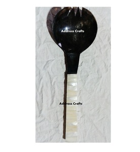Nuevo estilo europeo, cucharas de cuerno negro Natural, servidor de ensalada hecho a mano para alimentos y bebidas, uso doméstico en Hotel por dirección, manualidades - Product Image 3
