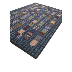 Alfombra de Lana Geométrica Boho Hecha a Mano Adwl-13258, Color Negro Oliva/Azul Ensign, Tejido Plano, Rectangular de 6x9 pies, para Uso Doméstico, para Sala de Estar - Product Image 2