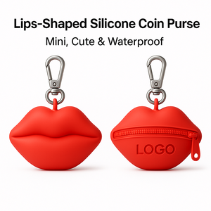 Dompet Koin Silikon Bentuk Bibir Desain Baru Eksklusif dengan Gantungan Kunci, Kantong Mini Tahan Air untuk Lipstik, Kunci & Koin, Logo Custom - Product Image 2